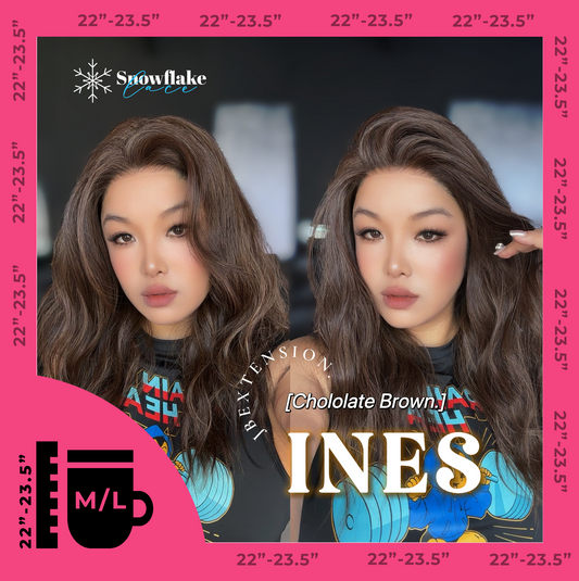 JBEXTENSION 22 Inches Chocolate Brown Pre-Cut Snowflake Lace Frontlace Glueless Wig INéS CHOCOLATE BROWN【PERMATEASE】【BENDY EAR TABS】- M/L