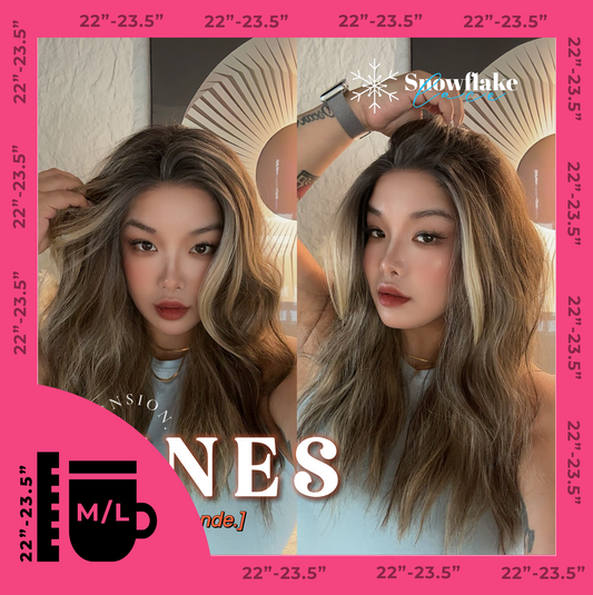 JBEXTENSION 22 Inches Mix Blonde Pre-Cut Snowflake Lace Frontlace Glueless Wig INéS SNOWFLAKE【PERMATEASE】【BENDY EAR TABS】- M/L