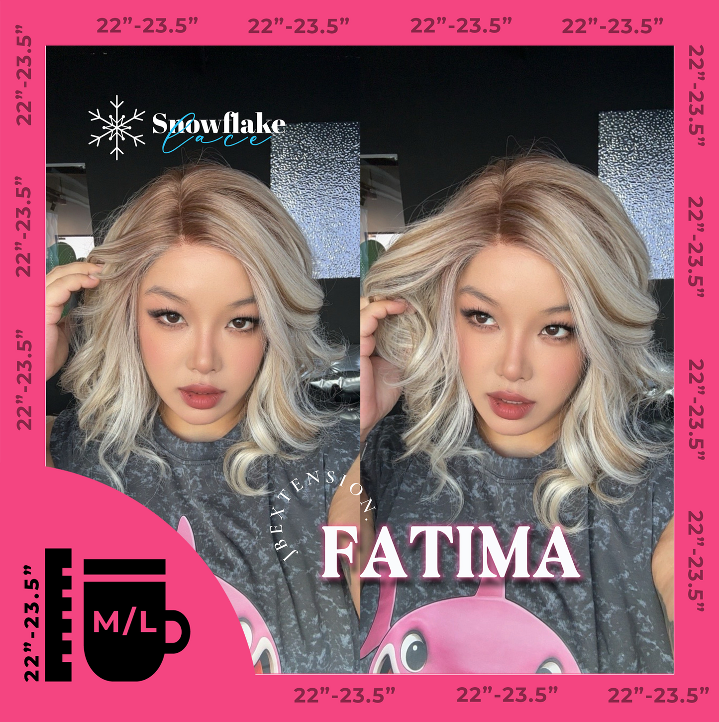 [PRE-ORDER] JBEXTENSION 12 Inches Blonde Curly Pre-Cut Side Part Snowflake Lace Frontlace Glueless Wig FATIMA SNOWFLAKE【BENDY EAR TABS】- M/L