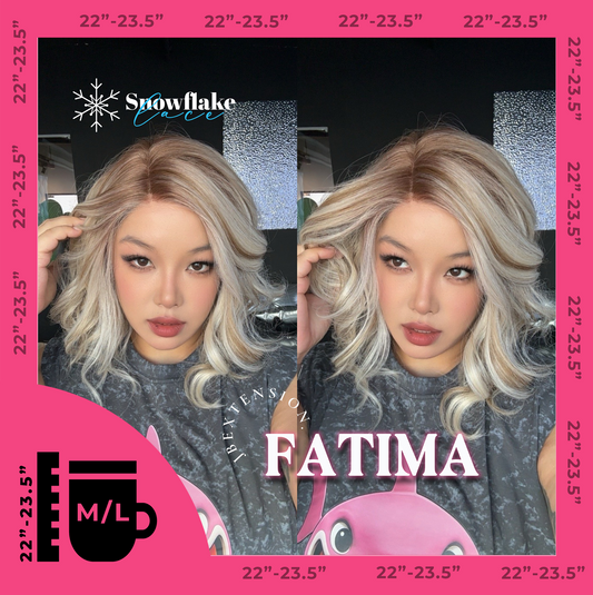 [PRE-ORDER] JBEXTENSION 12 Inches Blonde Curly Pre-Cut Side Part Snowflake Lace Frontlace Glueless Wig FATIMA SNOWFLAKE【BENDY EAR TABS】- M/L
