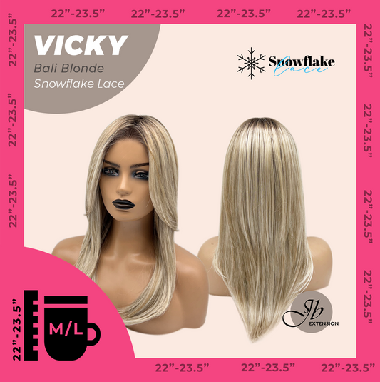 JBEXTENSION 20 Inches Bali Blonde Pre-Cut Snowflake Lace Frontlace Glueless Wig VICKY BALI BLONDE【PERMATEASE】【BENDY EAR TABS】- M/L