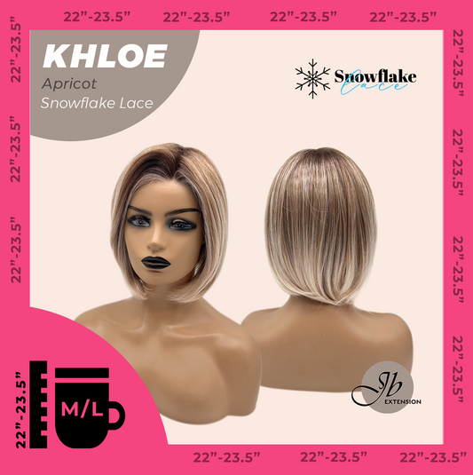 JBEXTENSION 12 Inches Bob Cut Apricot Pre-Cut Snowflake Lace Frontlace Glueless Wig KHLOE APRICOT【PERMATEASE】【BENDY EAR TABS】- M/L
