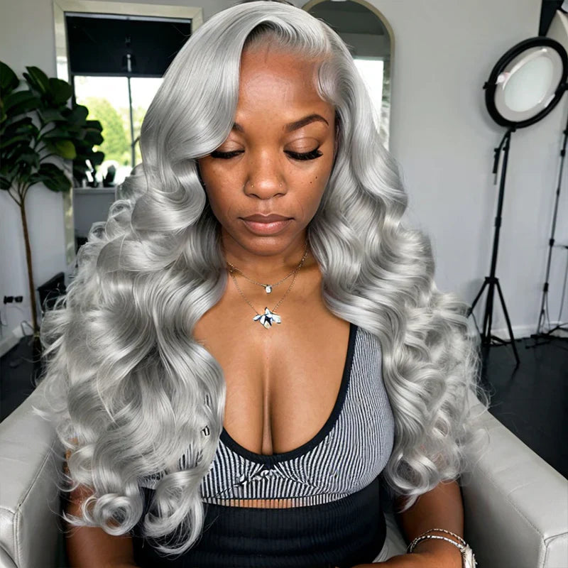 Colored Human Hair Lace Front Wigs Body Wave Gray Hair Wigs 13x6 13x4 5x5 HD Lace Wigs