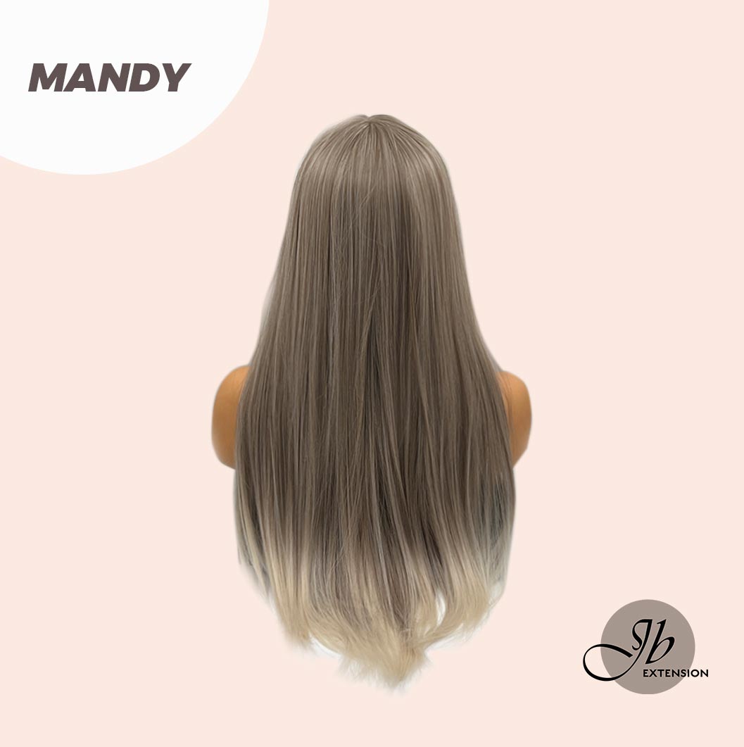 JBEXTENSION 28 Inches Long Straight Mix Blonde Wig With Bangs MANDY