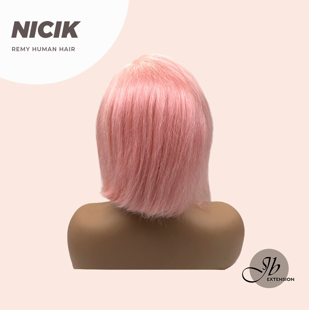 JBEXTENSION 10 Inches Real Human Hair 13x4 Bob Cut Pink Wig NICIK