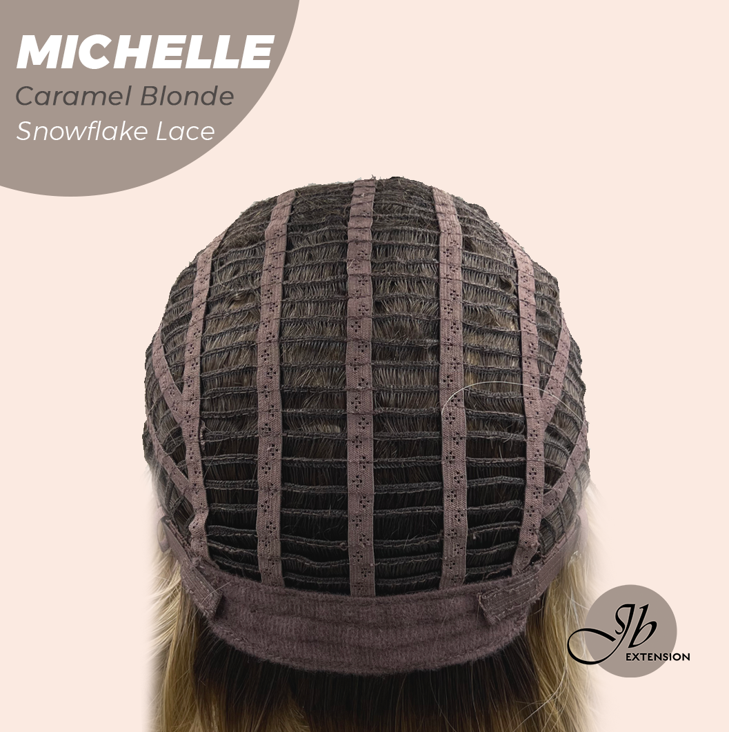 [PRE-ORDER] JBEXTENSION 10 Inches Caramel Blonde Pre-Cut Side Part Snowflake Lace Frontlace Glueless Wig MICHELLE CARAMEL BLONDE【BENDY EAR TABS】- S/M