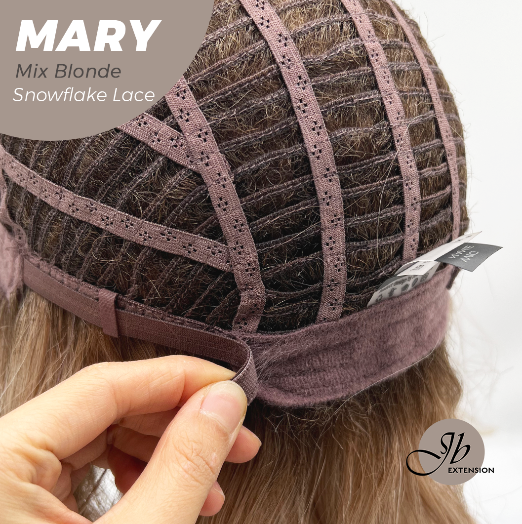 JBEXTENSION 14 Inches Mix Blonde Pre-Cut Side Part Snowflake Lace Frontlace Glueless Wig MARY MIX BLONDE【BENDY EAR TABS】