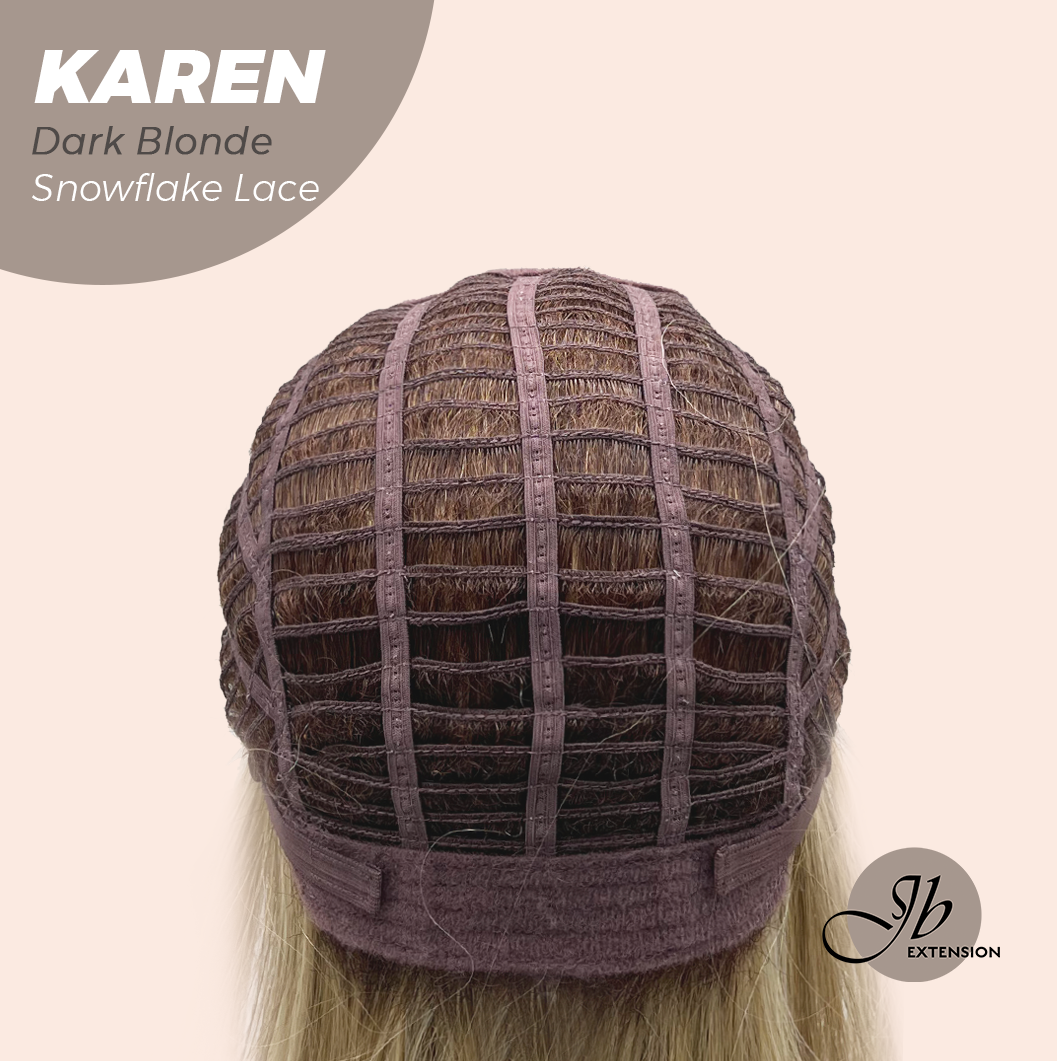 JBEXTENSION 18 Inches Dark Blonde Pre-Cut T Part Snowflake Lace Frontlace Glueless Wig KAREN DARK BLONDE【BENDY EAR TABS】