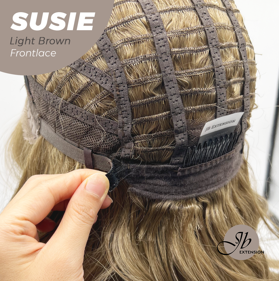 JBEXTENSION 16 Inches Light Brown Women Pre-Cut Frontlace Glueless Wig SUSIE LIGHT BROWN