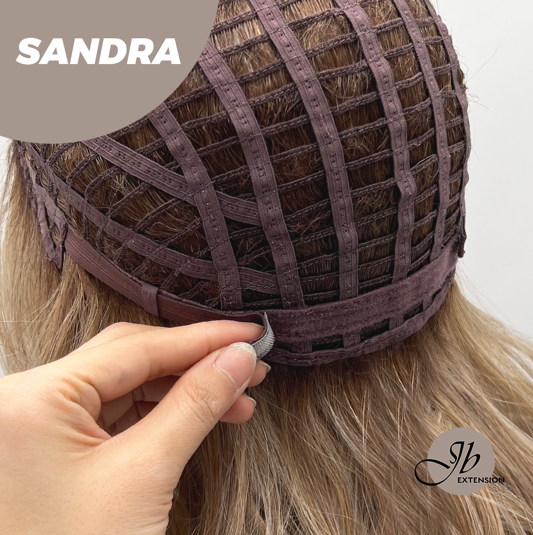 JBEXTENSION 17 Inches Peach Blonde Curly Women Fashion Full Machine Wig SANDRA【PLUS PERMATEASE】【BENDY EAR TABS】