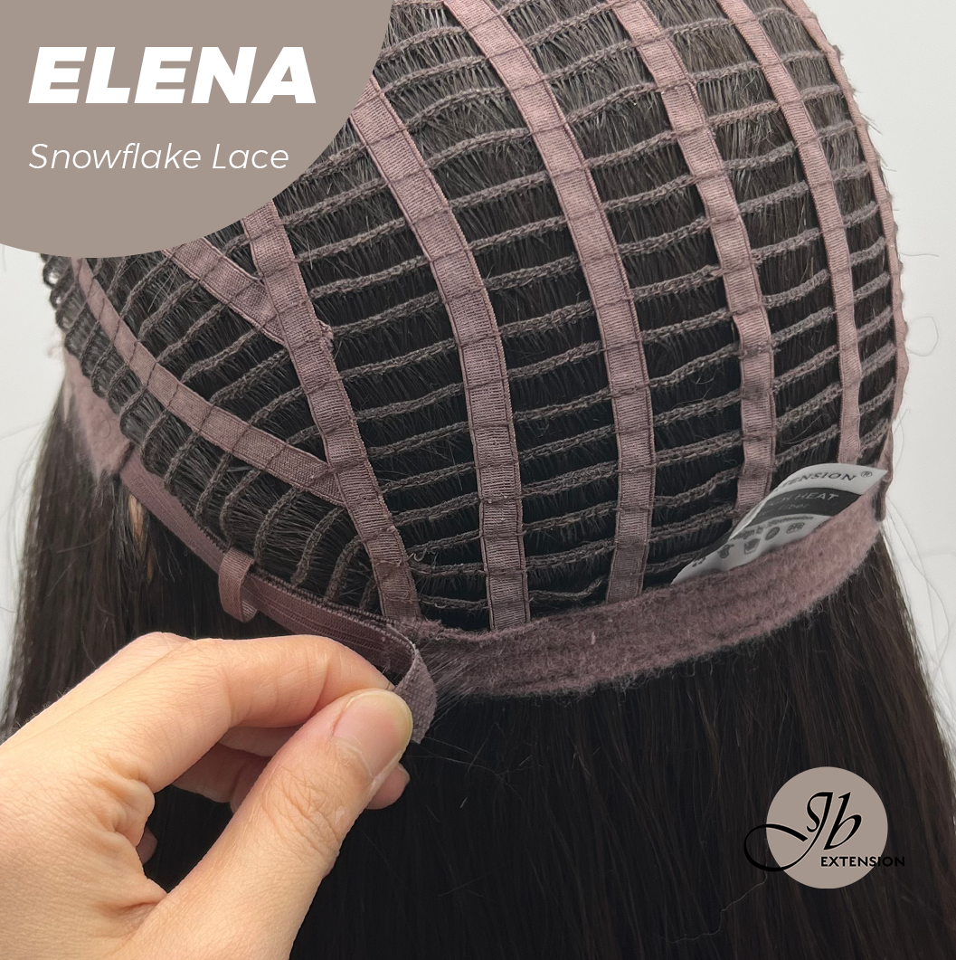 JBEXTENSION 18 Inches Natural Black Pre-Cut Snowflake Lace Frontlace Glueless Wig ELENA【PERMATEASE】【BENDY EAR TABS】