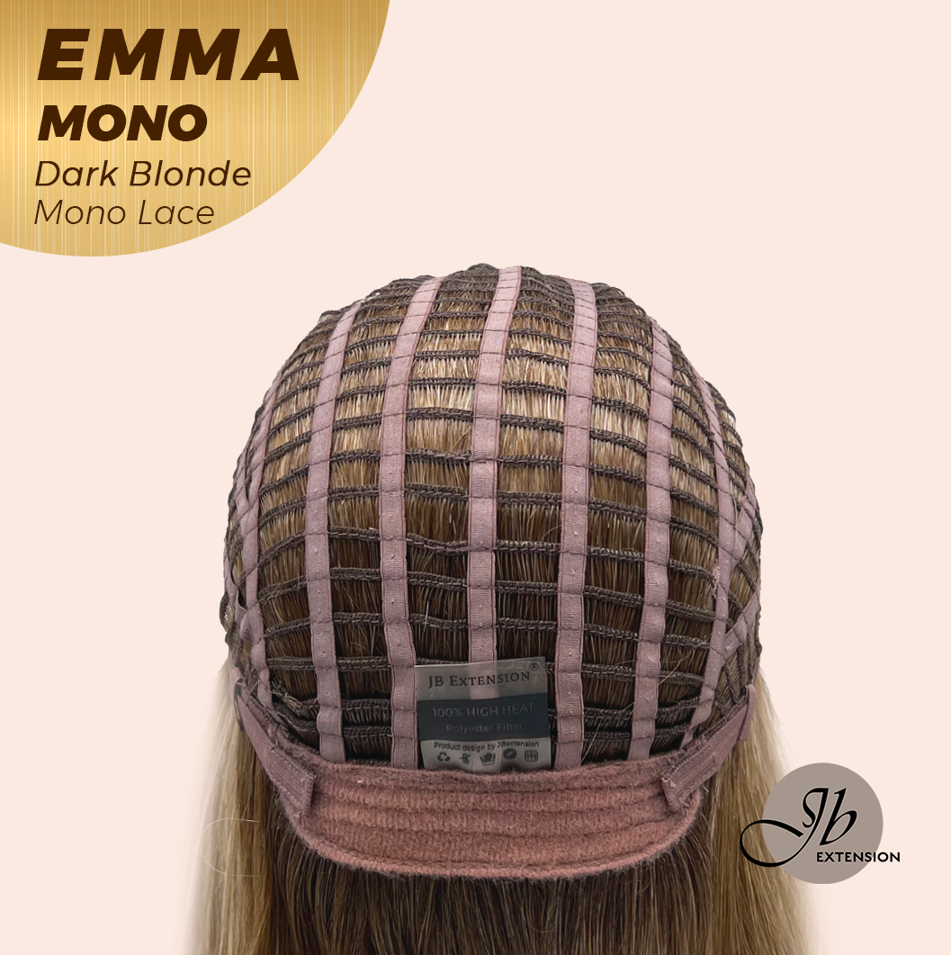 JBEXTENSION EMMA MONO Monofilament Handmade Wig 6X5 Full Monofilament Hand Tied Top Wig 14 Inche Dark Blonde Mono Lace Wig With Anti-slip Silicone Strips Glueless Wig EMMA MONO DARK BLONDE【BENDY EAR TABS】