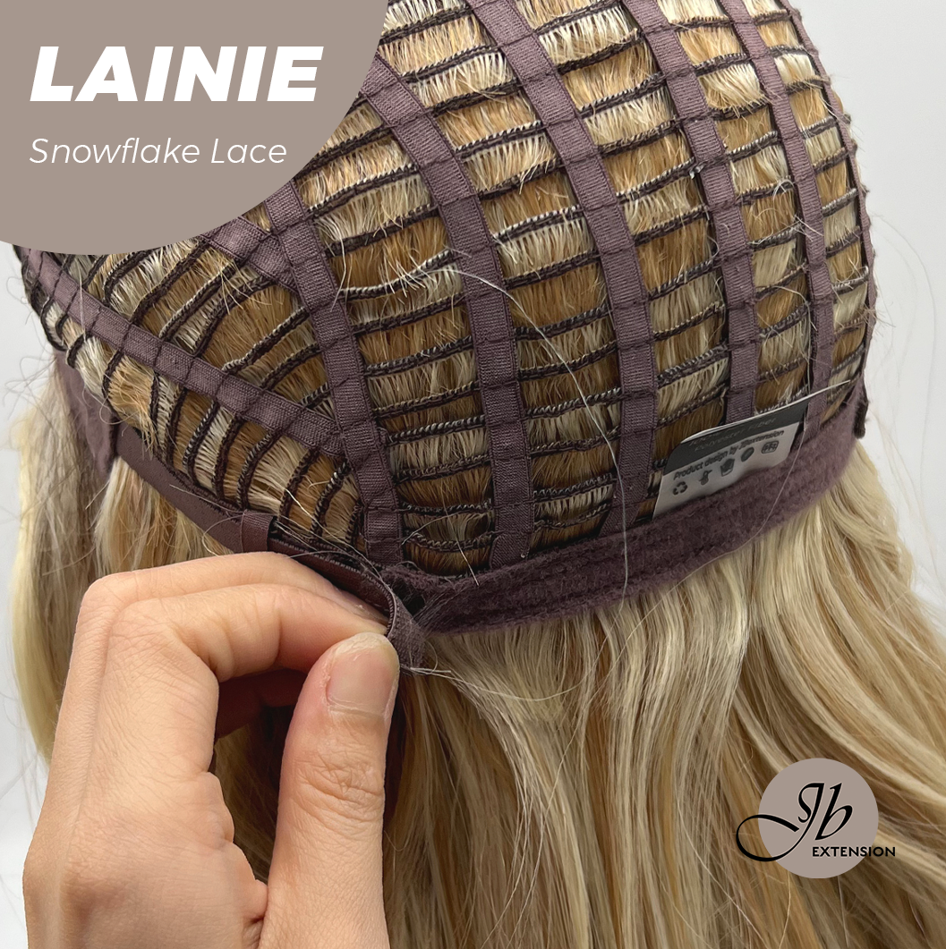JBEXTENSION 16 Inches Blonde Pre-Cut Snowflake Lace Frontlace Glueless Wig LAINIE【PERMATEASE】【BENDY EAR TABS】