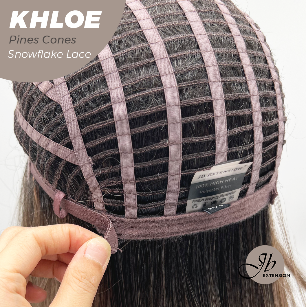JBEXTENSION 12 Inches Bob Cut Pine Cones Pre-Cut Snowflake Lace Frontlace Glueless Wig KHLOE PINE CONES【PERMATEASE】【BENDY EAR TABS】