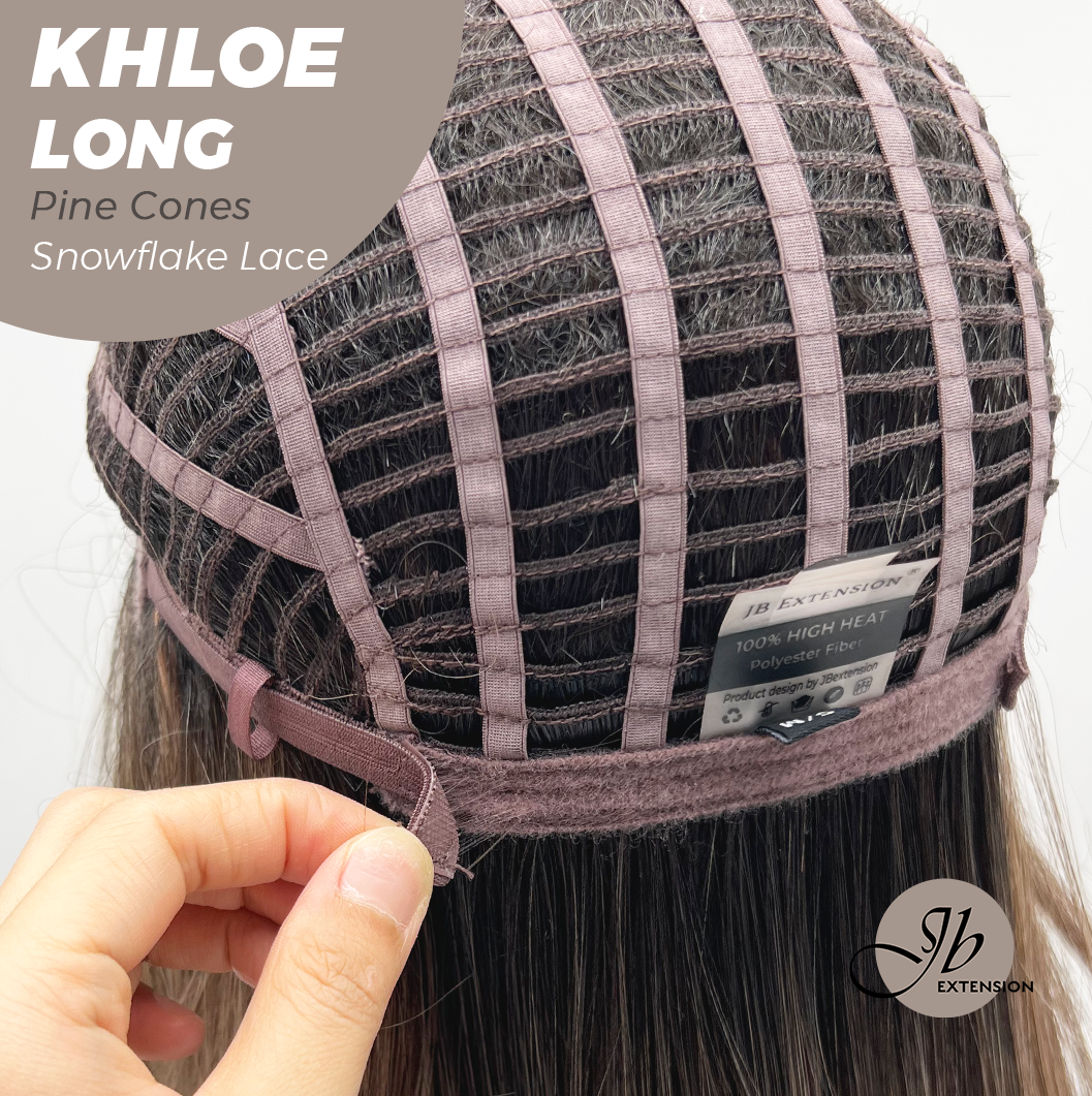 JBEXTENSION 18 Inches Pine Cones Pre-Cut Snowflake Lace Frontlace Glueless Wig KHLOE LONG PINE CONES【PERMATEASE】【BENDY EAR TABS】