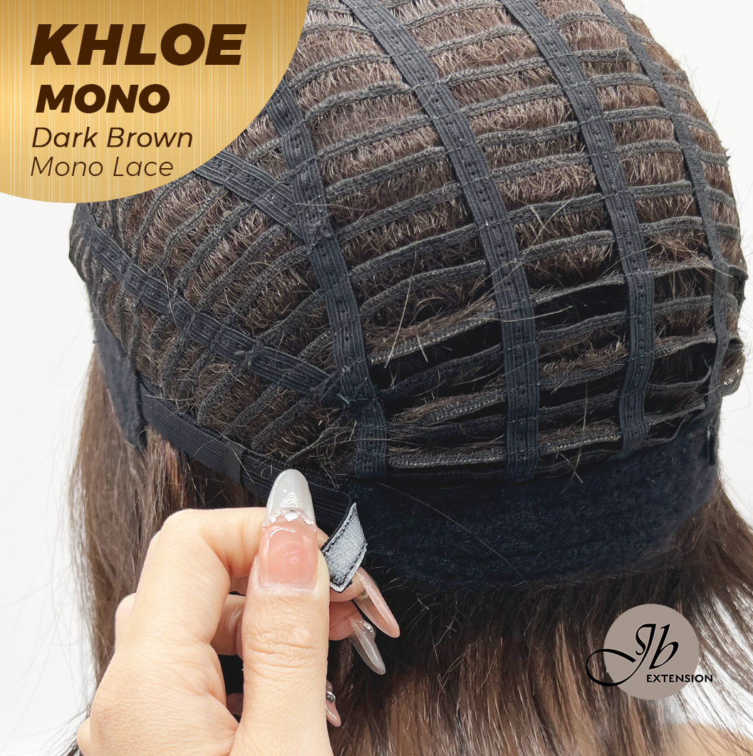 JBEXTENSION KHLOE MONO DARK BROWN Monofilament Handmade Wig 6X5 Full Monofilament Hand Tied Top Wig 12 Inches Bob Cut Dark Brown Mono Lace Handmade Futura Fiber Wig With Anti-slip Silicone Strips Glueless Wig KHLOE MONO DARK BROWN【BENDY EAR TABS】