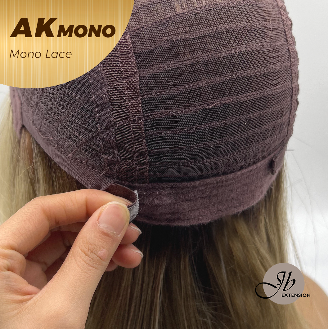 JBEXTENSION AK MONO Monofilament Handmade Wig 6X5 Full Monofilament Hand Tied Top Wig 13 Inches Blonde Mono Lace Wig With Anti-slip Silicone Strips Glueless Wig AK MONO【BENDY EAR TABS】