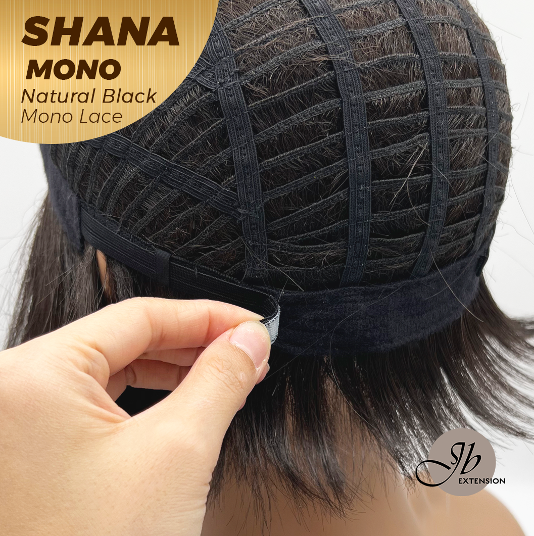 JBEXTENSION SHANA MONO Monofilament Handmade Wig 6X5 Full Monofilament Hand Tied Top Wig 10 Inches Natural Black Mono Lace Handmade Futura Fiber Wig With Anti-slip Silicone Strips Glueless Wig SHANA MONO NATURAL BLACK【BENDY EAR TABS】