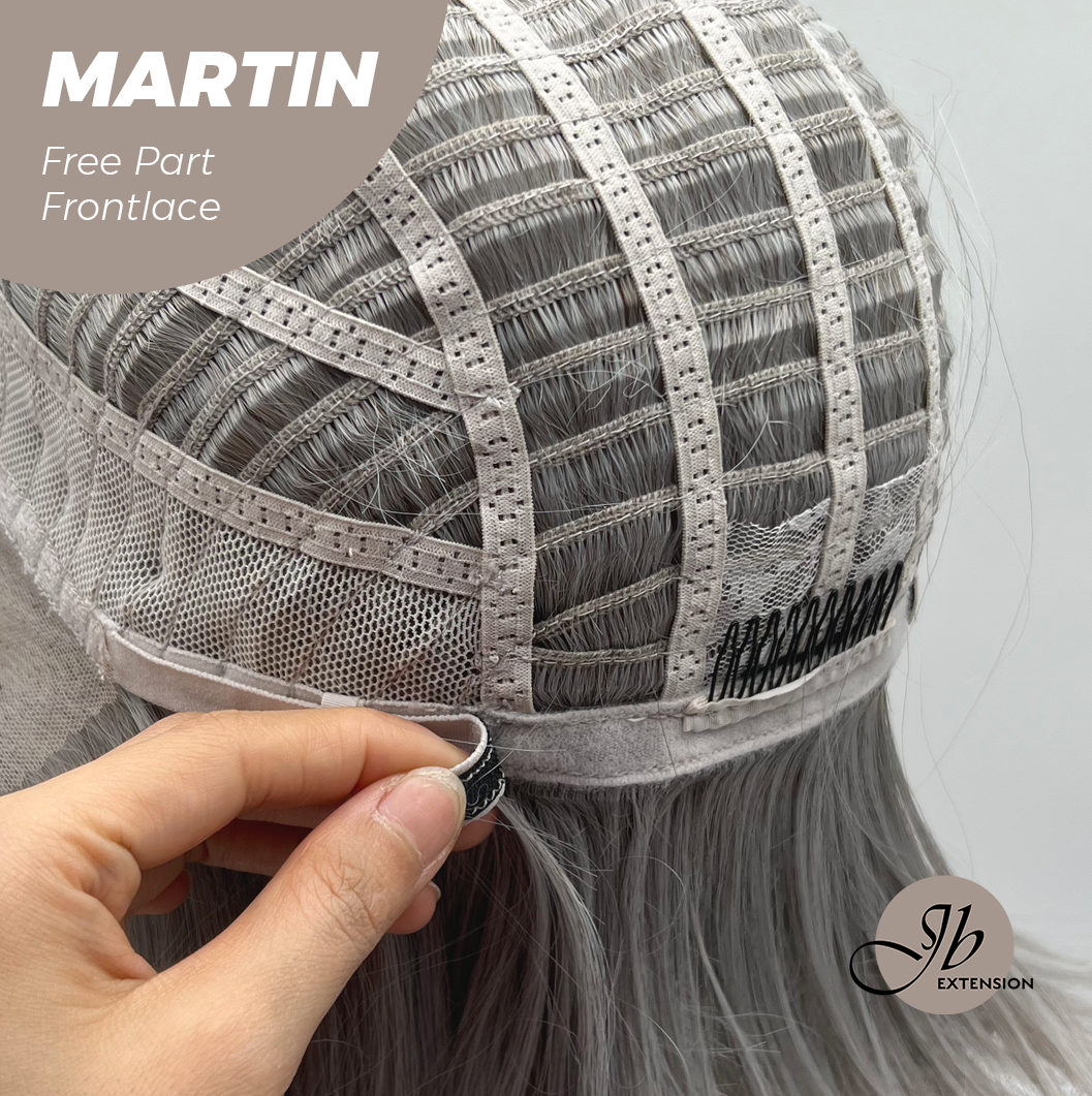 JBEXTENSION 12 Inches Bob Cut Grey 13X3 Lace Pre-Cut Free Part Frontlace Wig MARTIN