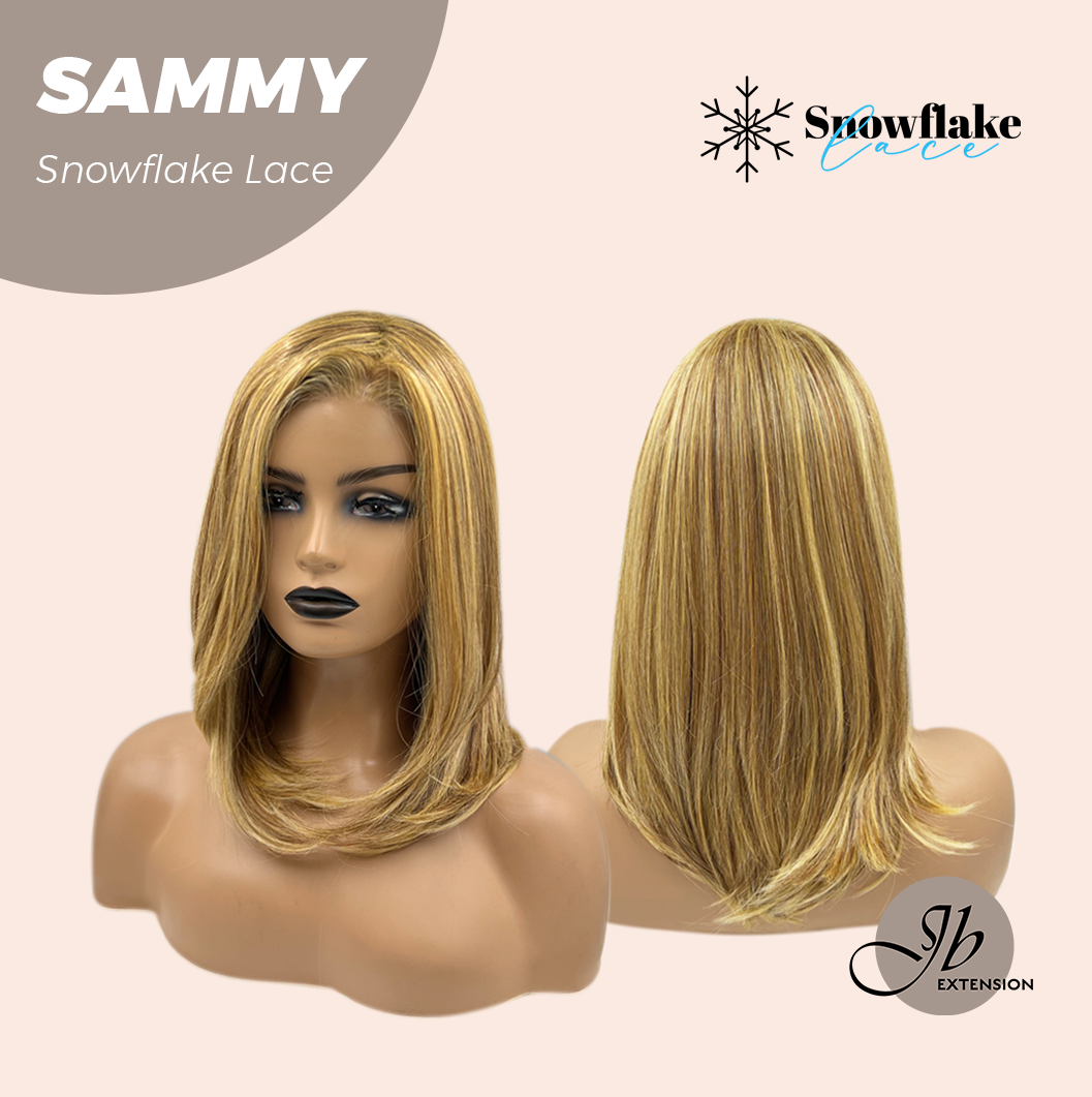 JBEXTENSION 15 Inches Honey Blonde Pre-Cut Snowflake Lace Frontlace Glueless Wig SAMMY【PERMATEASE】【BENDY EAR TABS】