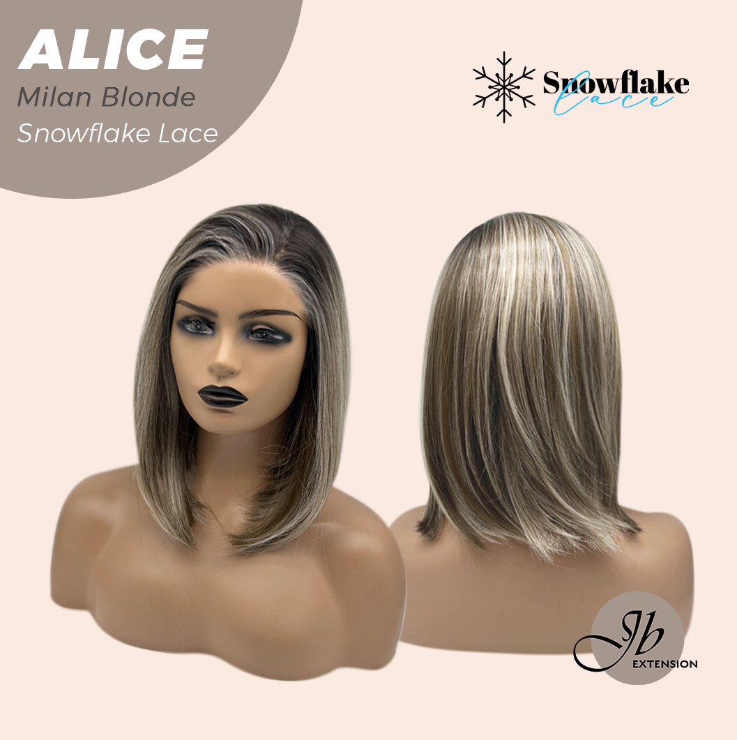 JBEXTENSION 12 Inches Milan Blonde Pre-Cut Side Part Snowflake Lace Frontlace Glueless Wig ALICE MILAN BLONDE【BENDY EAR TABS】- M/L