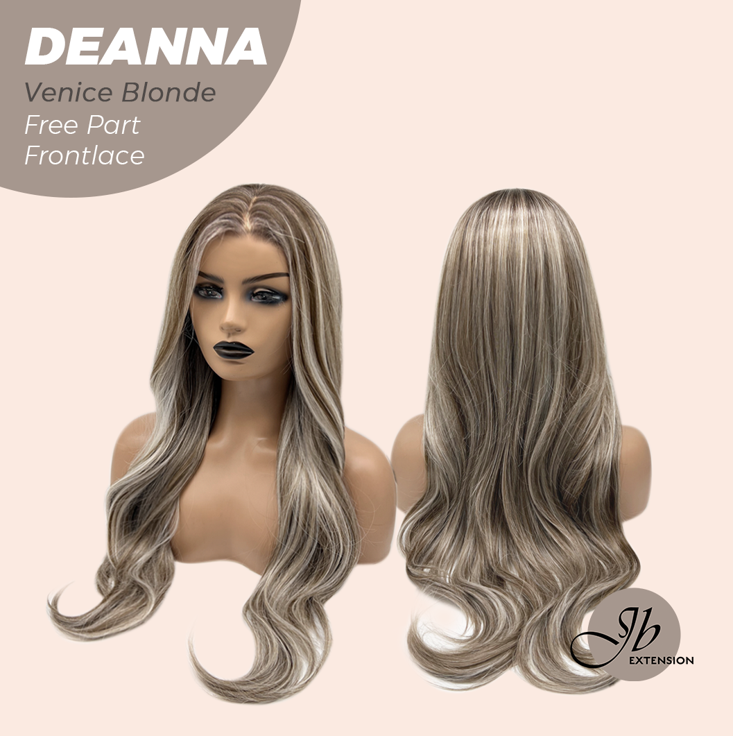 JBEXTENSION 28 Inches Long Venice Blonde Curly Pre-Cut Free Part Frontlace Glueless Wig DEANNA VENICE BLONDE