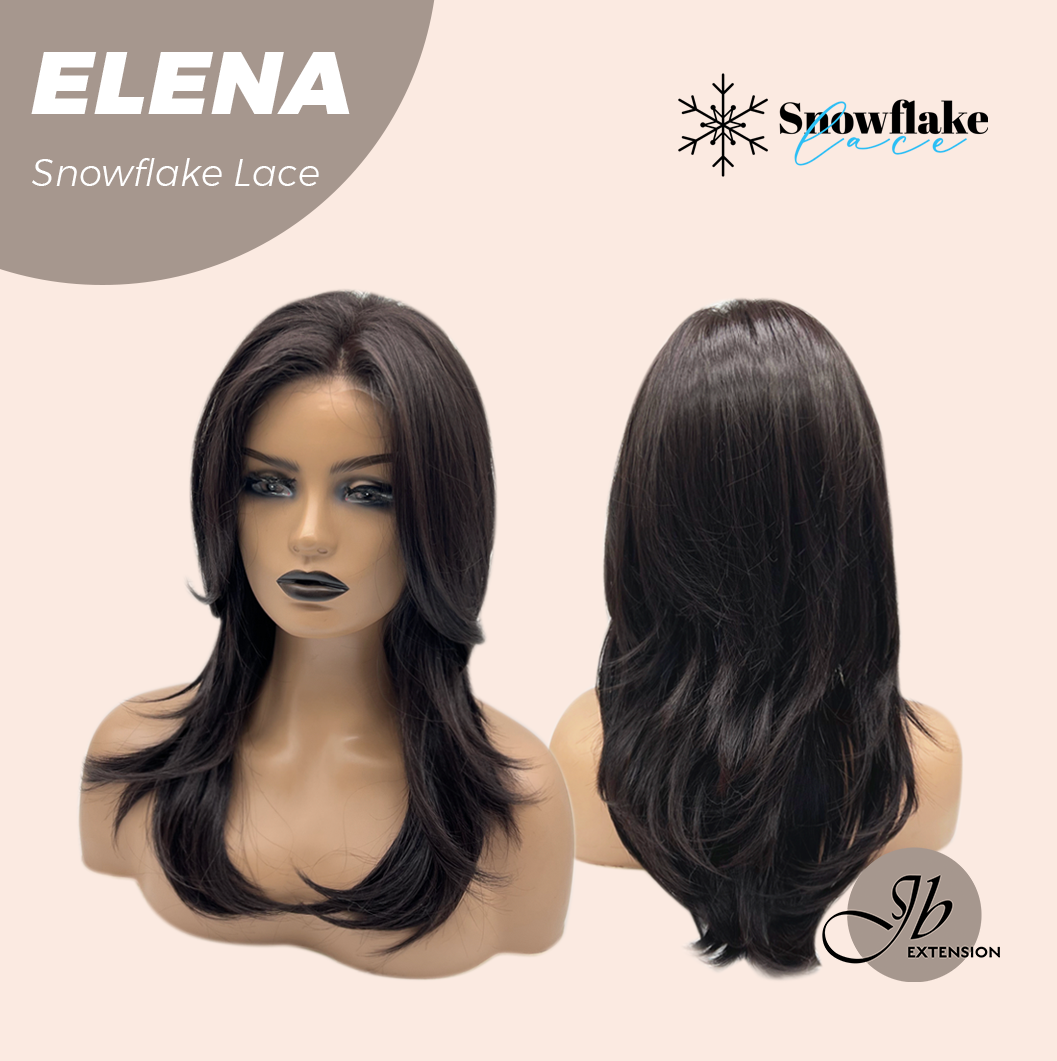 JBEXTENSION 18 Inches Natural Black Pre-Cut Snowflake Lace Frontlace Glueless Wig ELENA【PERMATEASE】【BENDY EAR TABS】