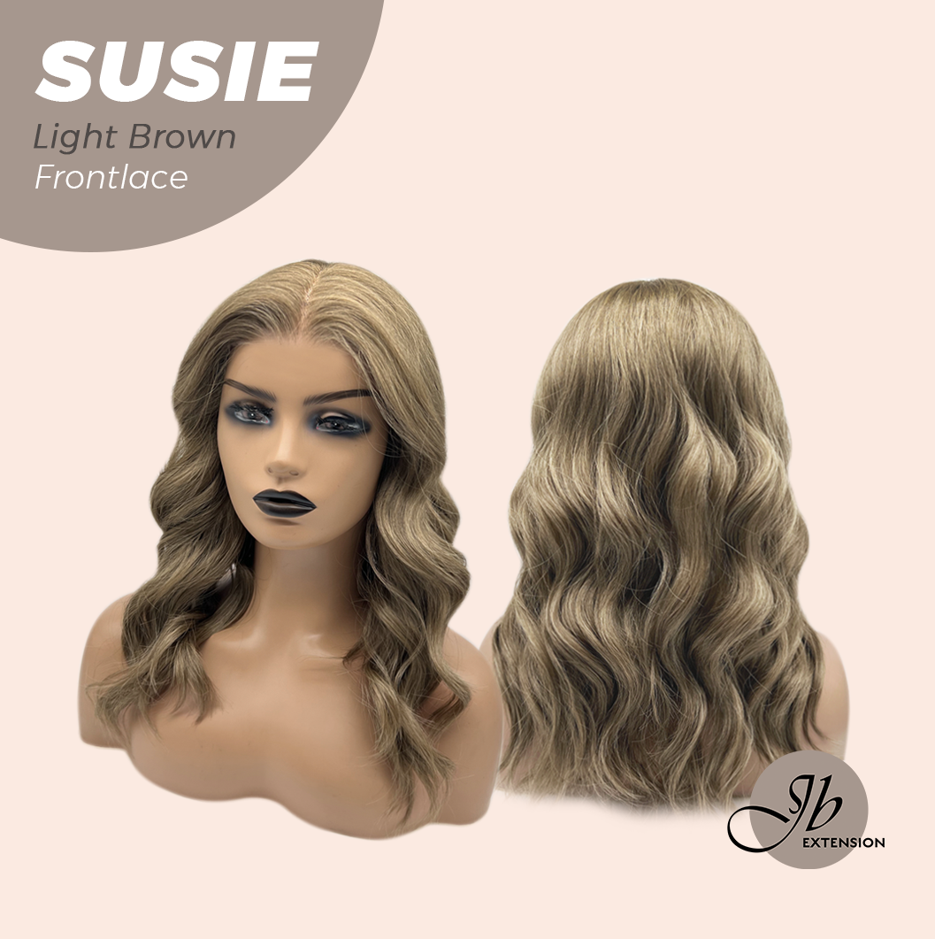 JBEXTENSION 16 Inches Light Brown Women Pre-Cut Frontlace Glueless Wig SUSIE LIGHT BROWN