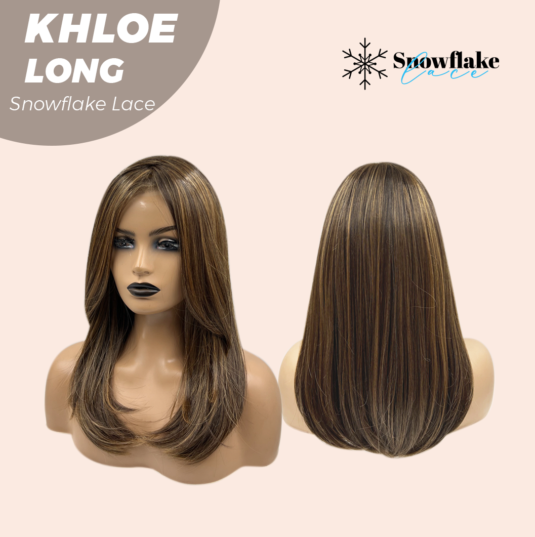 JBEXTENSION 18 Inches Caramel Pre-Cut Snowflake Lace Frontlace Glueless Wig KHLOE LONG【PERMATEASE】【BENDY EAR TABS】