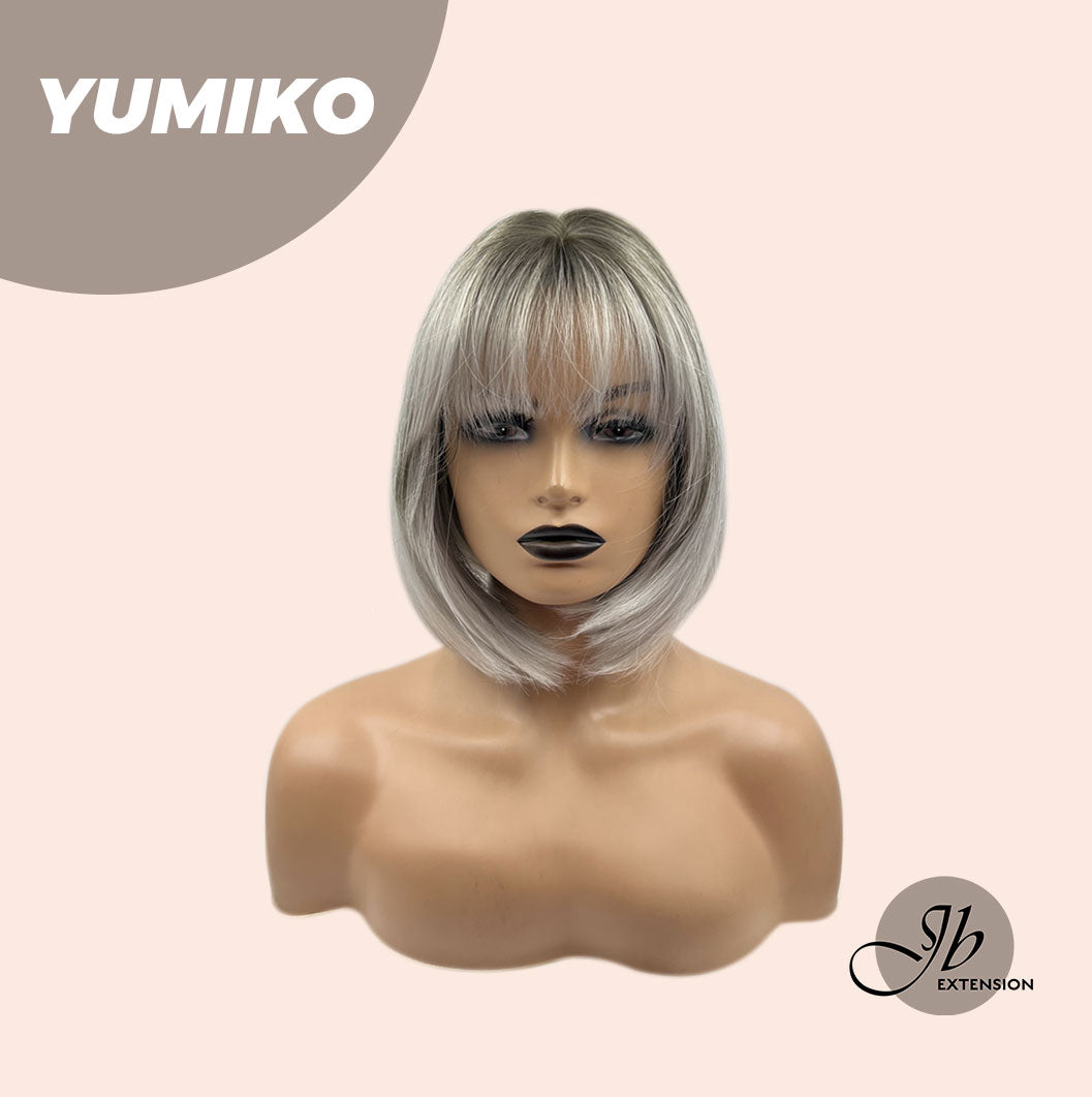 JBEXTENSION 12 Inches Bob Cut Grey Wig With Bangs YUMIKO