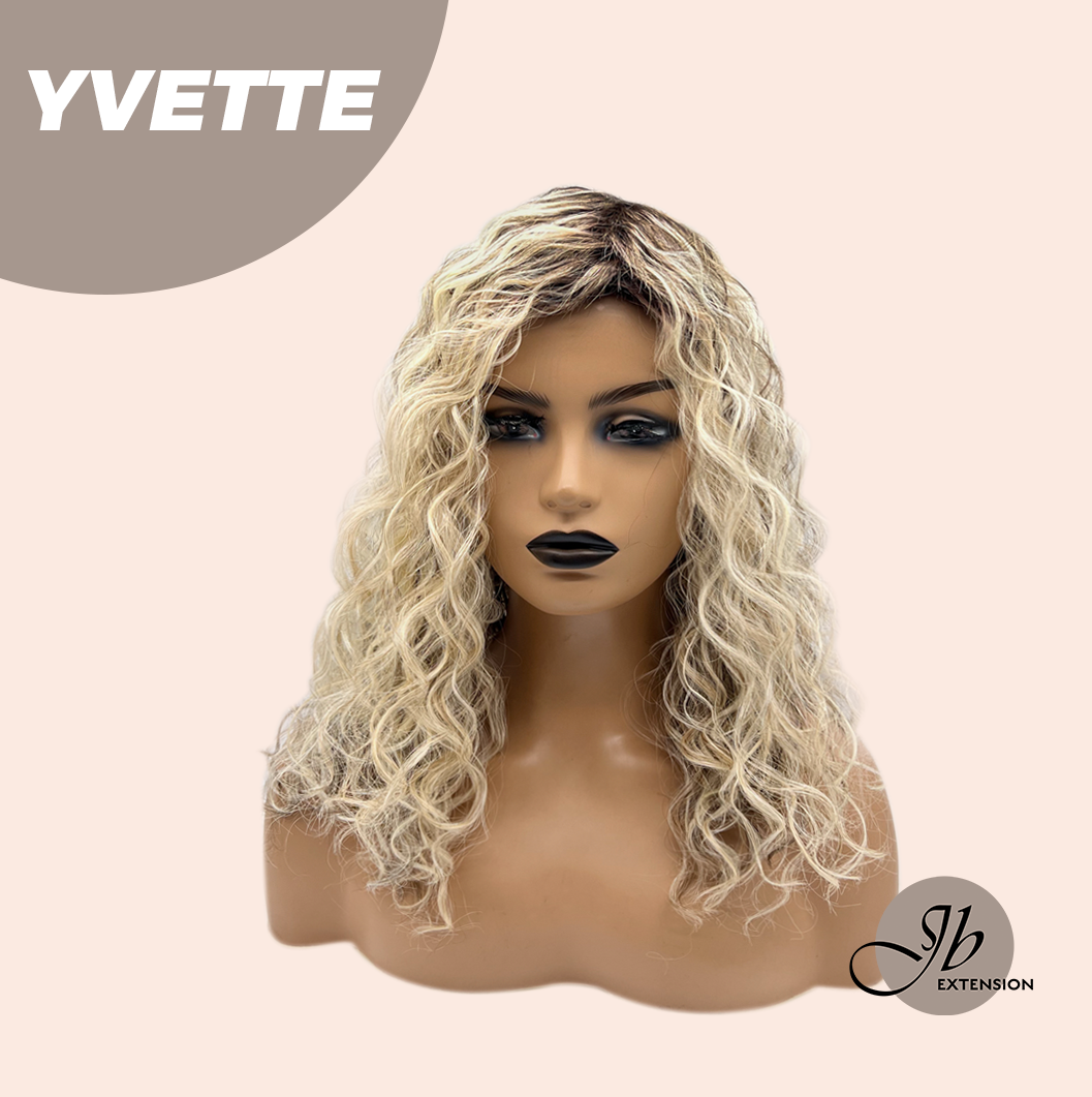 JBEXTENSION 14 Inches Extra Curly Blonde with Brown Highlight Wig Women Fashion Full Machine Wig YVETTE【PLUS PERMATEASE】【BENDY EAR TABS】