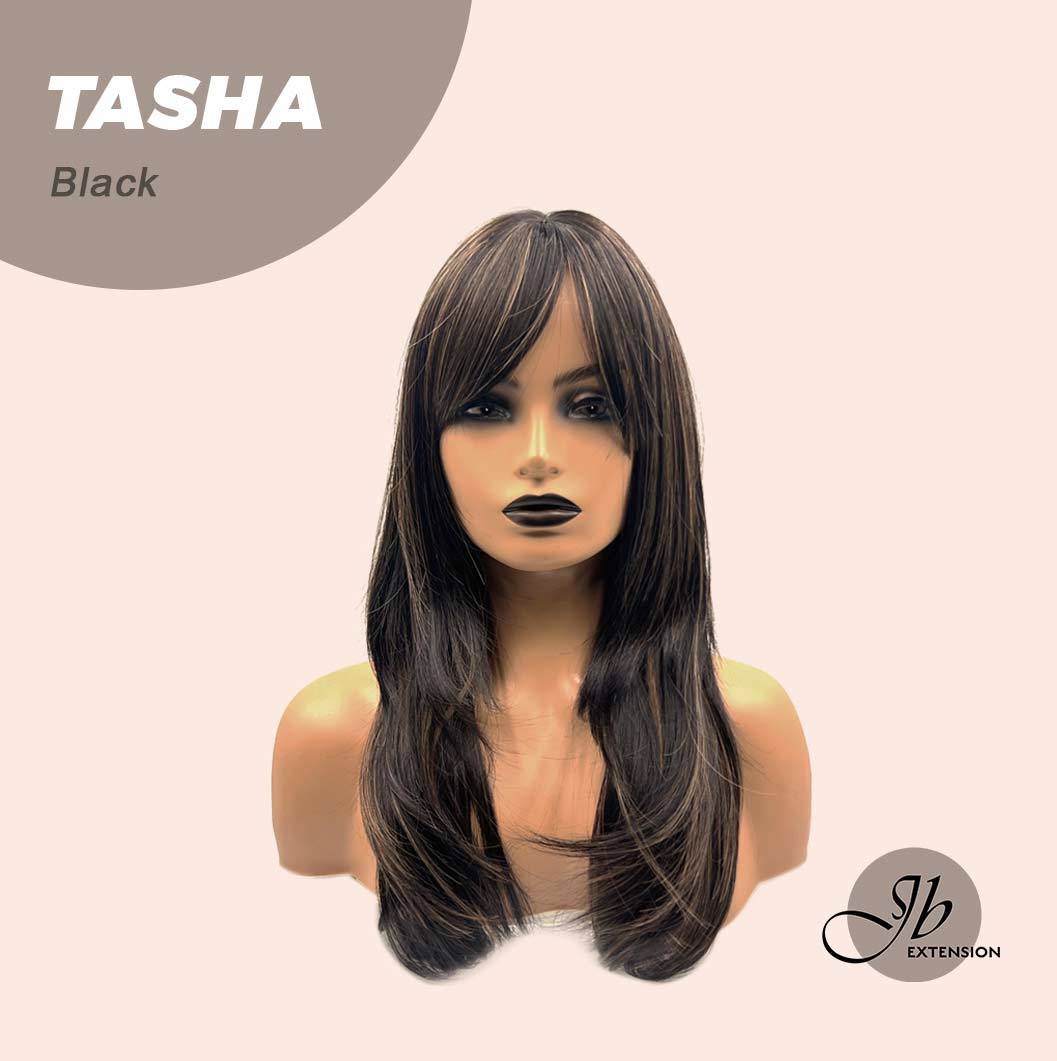 JBEXTENSION 24 Inches Wolf Cut Black Women Wig With Bangs TASHA BLACK