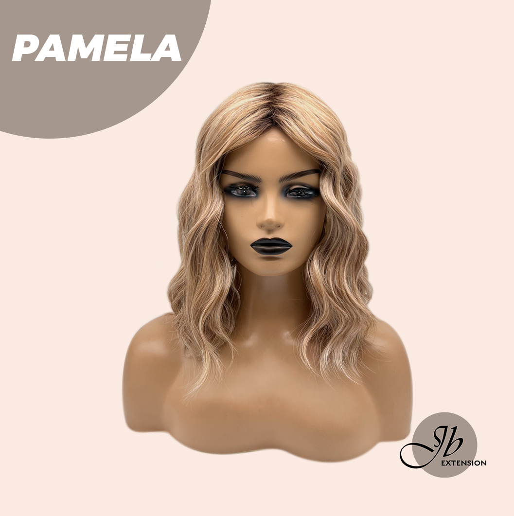 JBEXTENSION 14 Inches Ash Strawberry Blonde Women Fashion Full Machine Wig PAMELA【PLUS PERMATEASE】【BENDY EAR TABS】