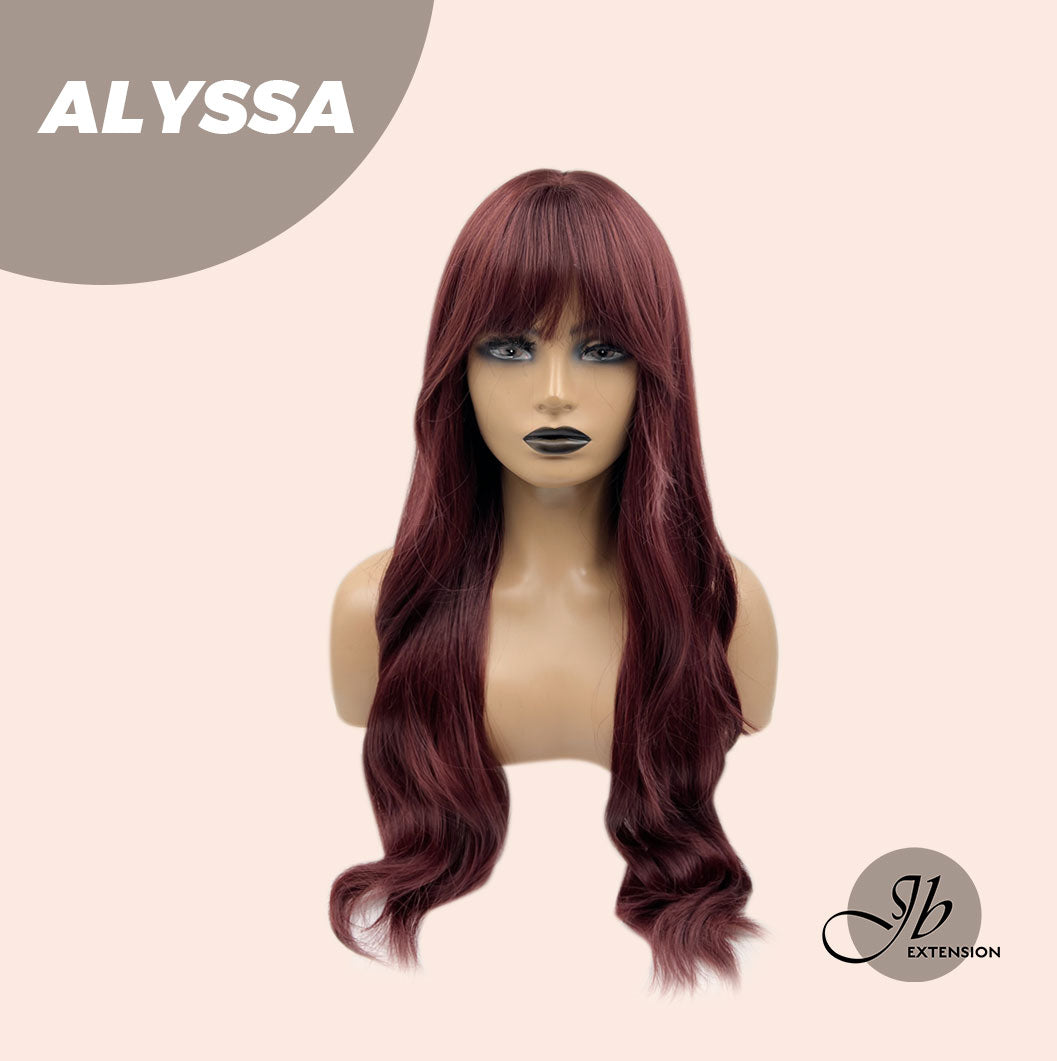 JBEXTENSION 25 Inches Red Curly Fashion Wig With Full Bangs ALYSSA