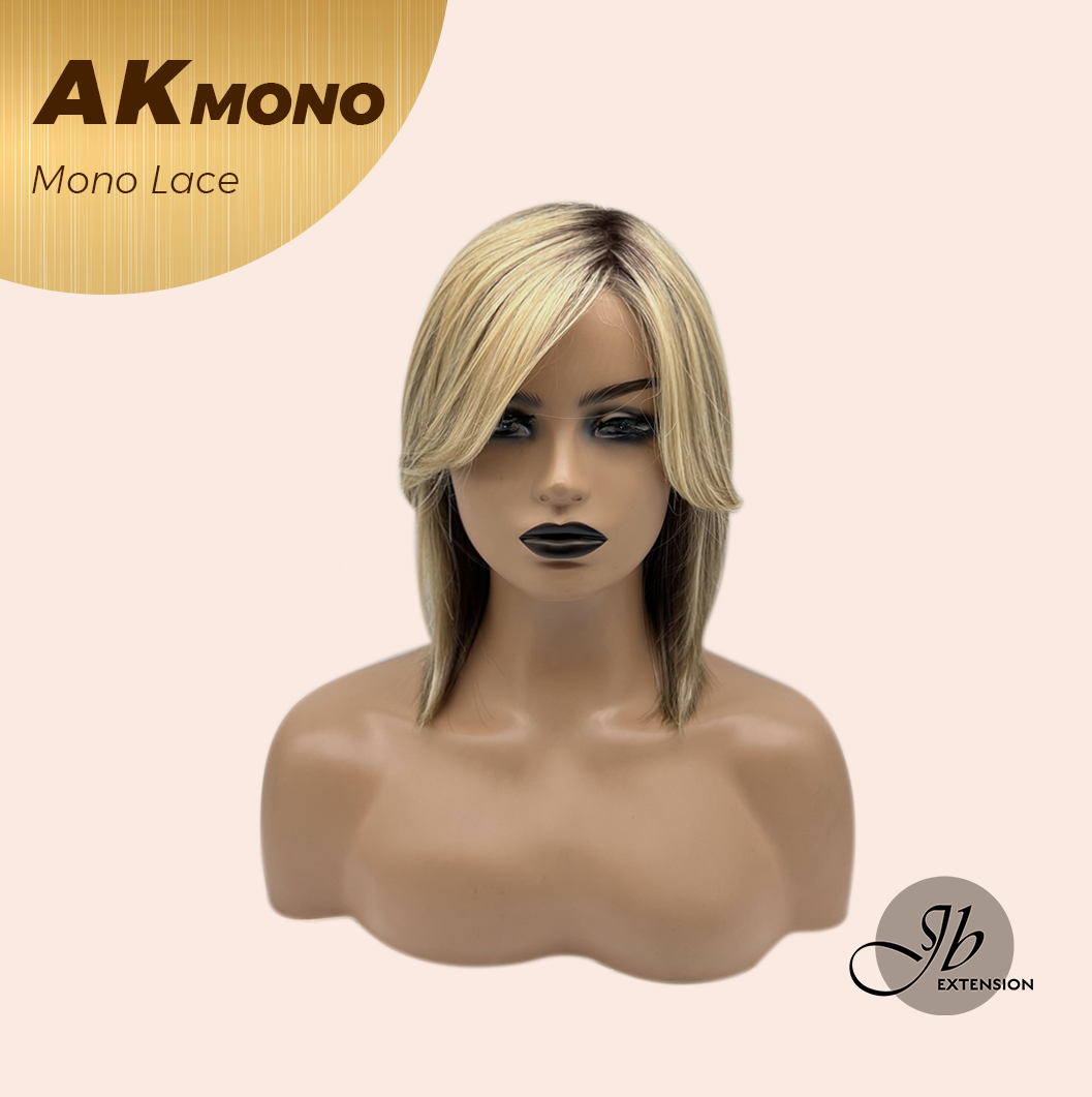 JBEXTENSION AK MONO Monofilament Handmade Wig 6X5 Full Monofilament Hand Tied Top Wig 13 Inches Blonde Mono Lace Wig With Anti-slip Silicone Strips Glueless Wig AK MONO【BENDY EAR TABS】