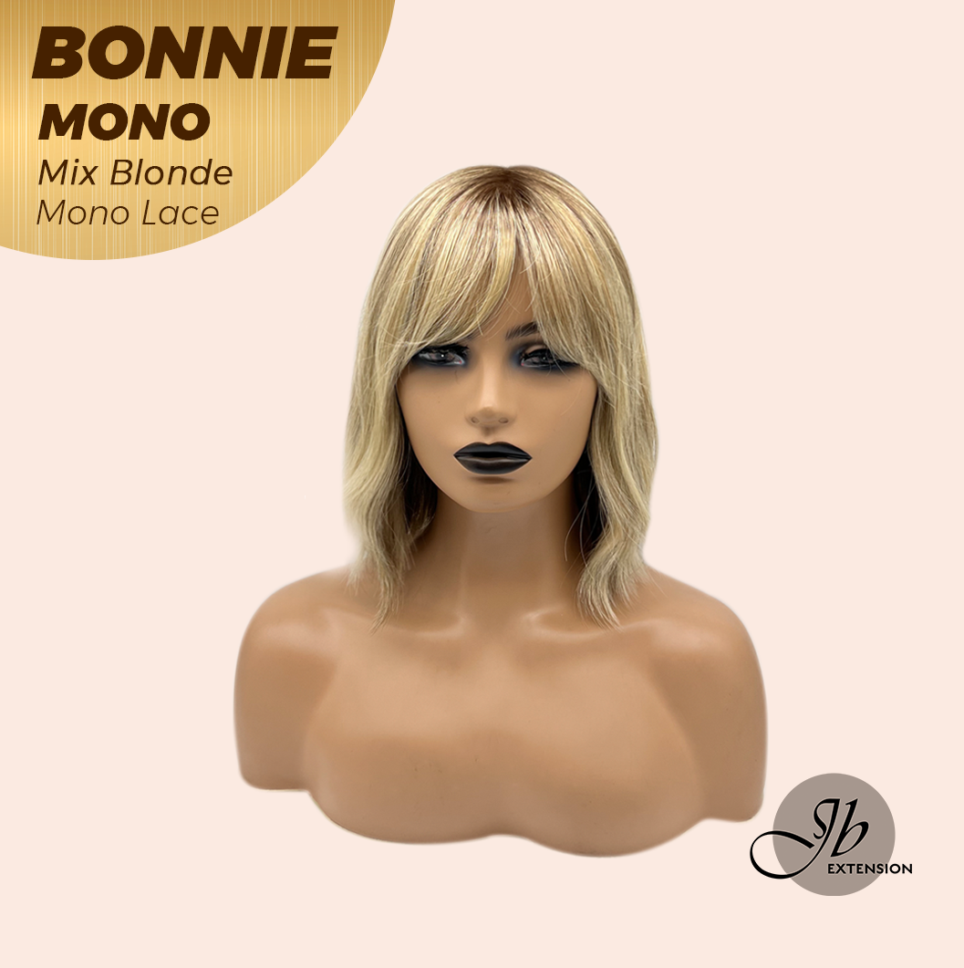 [PRE-ORDER] HOT OF SEASON - BONNIE MONO MIX BLONDE Full Monofilament Handmade Full Lace Full Hand Tied Wig 12 Inches Mix Blonde With Dark Root Mono Lace Handmade Futura Fiber Glueless Wig BONNIE MONO MIX BLONDE【BENDY EAR TABS】