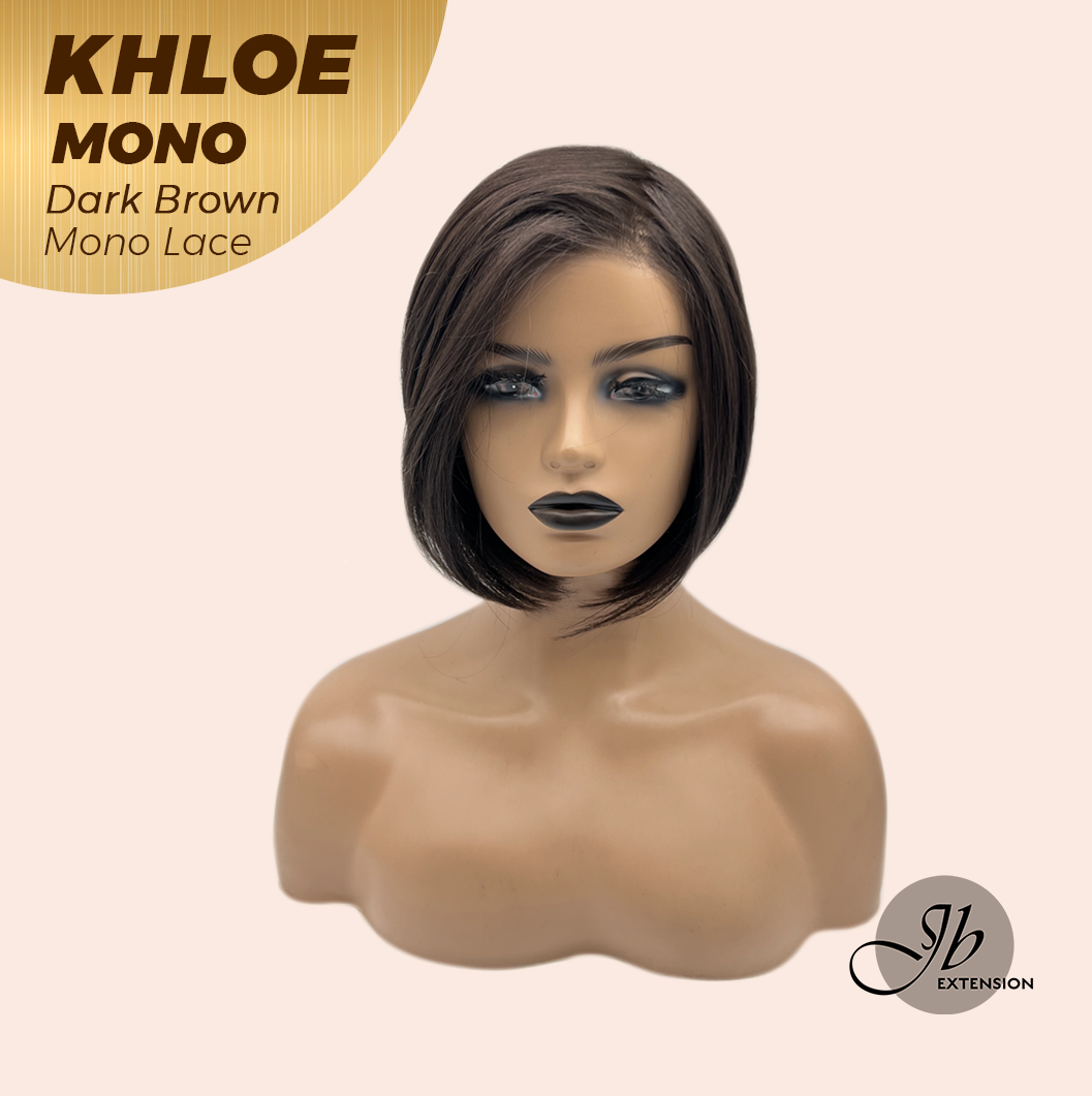 JBEXTENSION KHLOE MONO DARK BROWN Monofilament Handmade Wig 6X5 Full Monofilament Hand Tied Top Wig 12 Inches Bob Cut Dark Brown Mono Lace Handmade Futura Fiber Wig With Anti-slip Silicone Strips Glueless Wig KHLOE MONO DARK BROWN【BENDY EAR TABS】