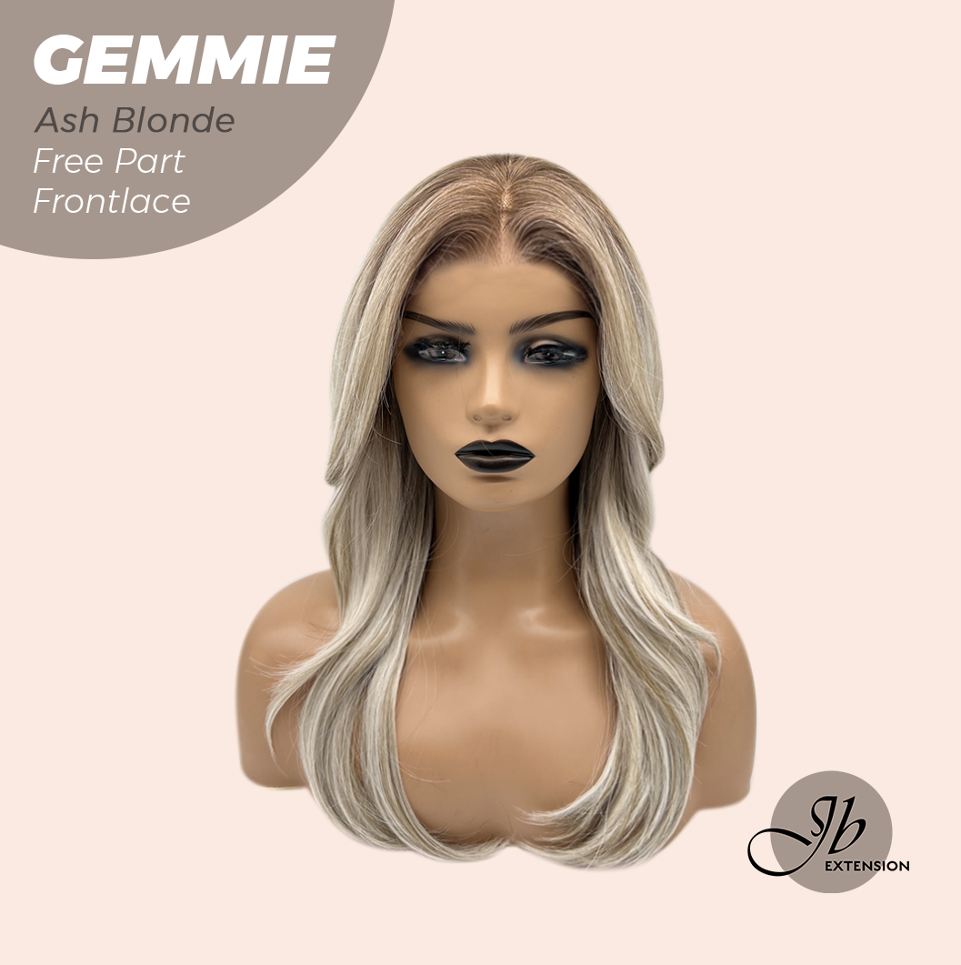 JBEXTENSION 20 Inches Ash Blonde Pre-Cut Free Part Frontlace Glueless Wig GEMMIE ASH BLONDE