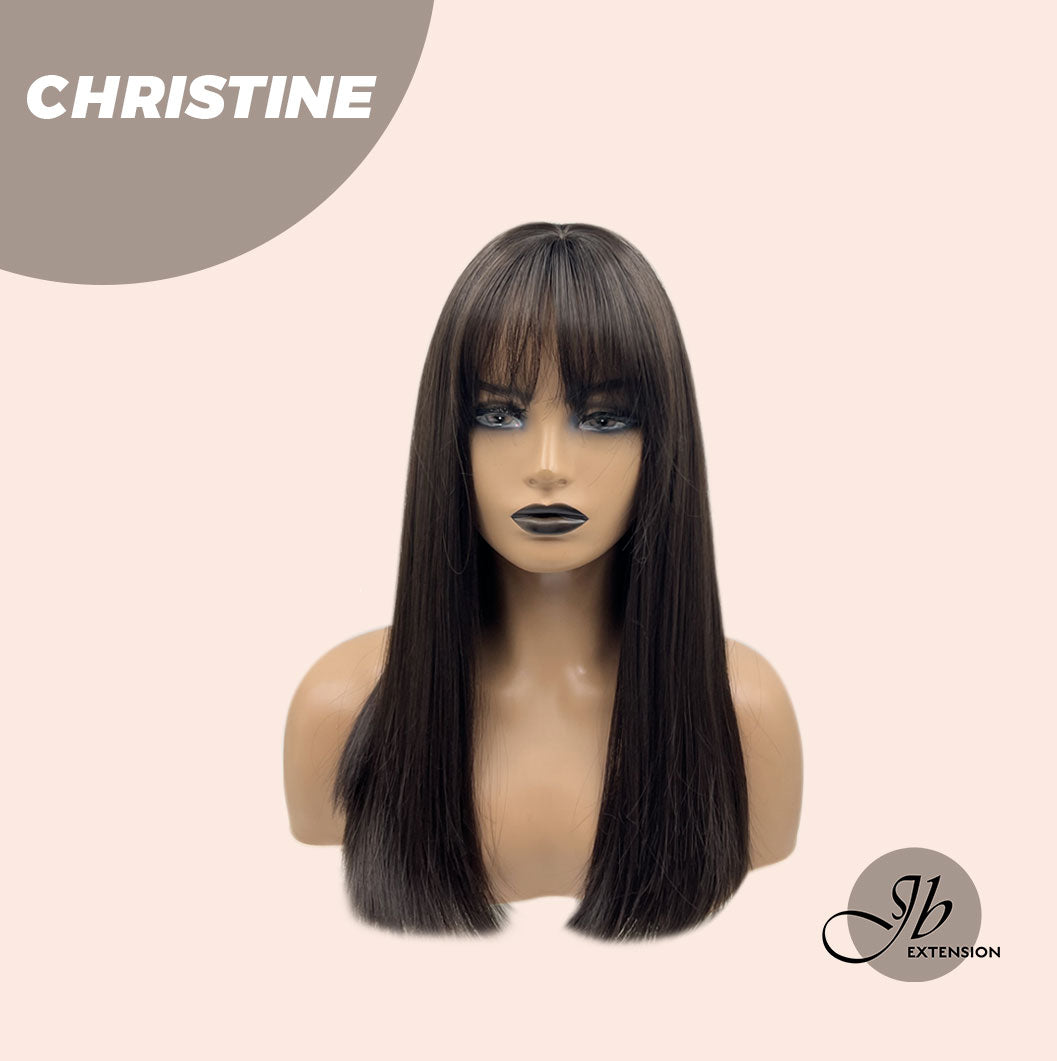 JBEXTENSION 17 Inches Tea Black Darkest Brown Straight Wig CHRISTINE