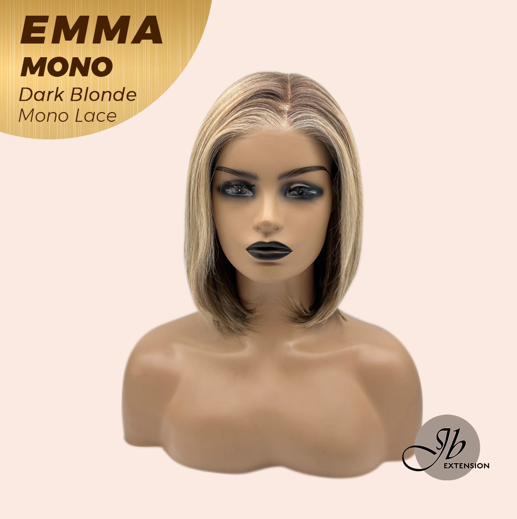 JBEXTENSION EMMA MONO Monofilament Handmade Wig 6X5 Full Monofilament Hand Tied Top Wig 14 Inche Dark Blonde Mono Lace Wig With Anti-slip Silicone Strips Glueless Wig EMMA MONO DARK BLONDE【BENDY EAR TABS】