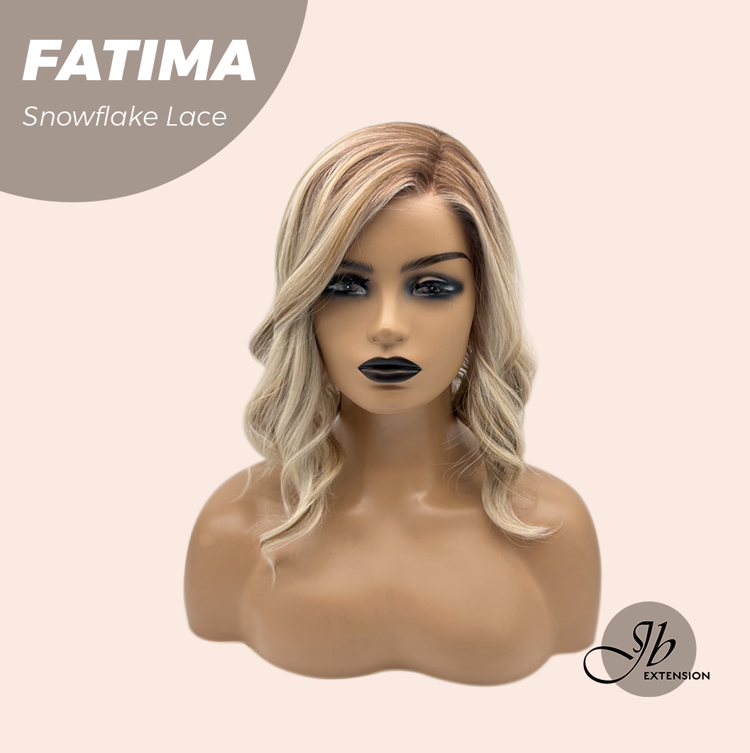 [PRE-ORDER] JBEXTENSION 12 Inches Blonde Curly Pre-Cut Side Part Snowflake Lace Frontlace Glueless Wig FATIMA SNOWFLAKE【BENDY EAR TABS】- M/L