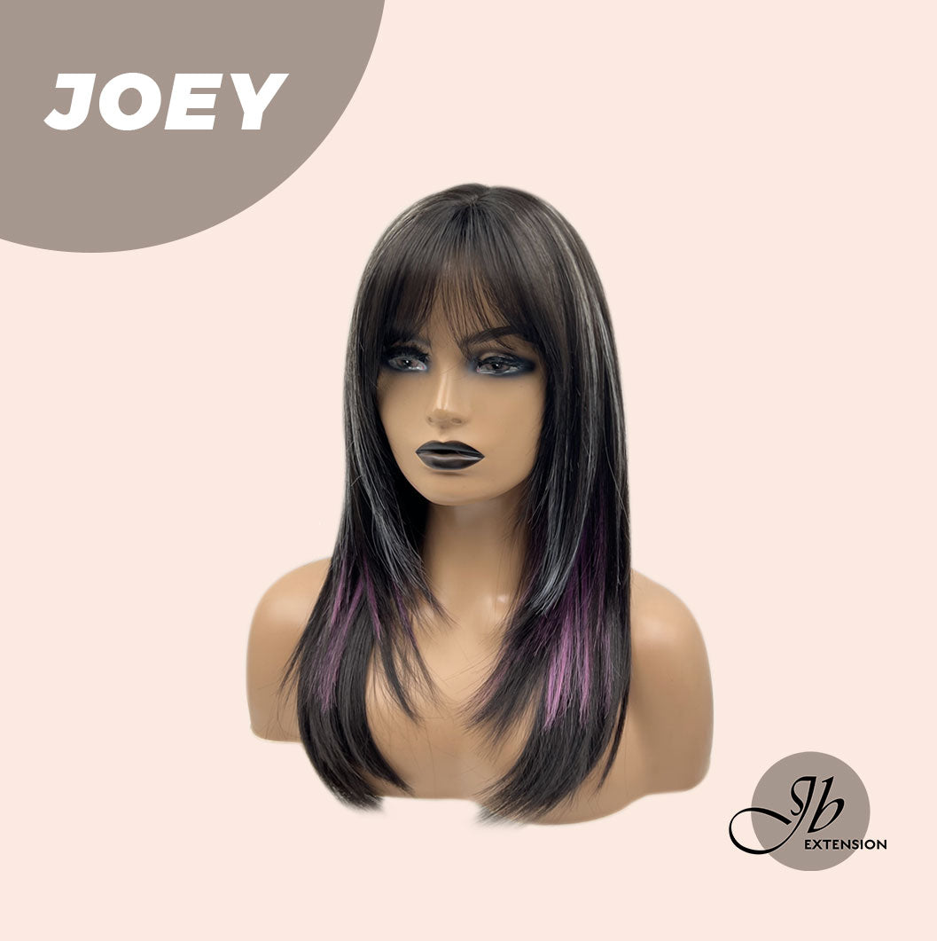 JBEXTENSION 20 Inches Wolf Cut Black With Pink Silver Highlight Wig JOEY