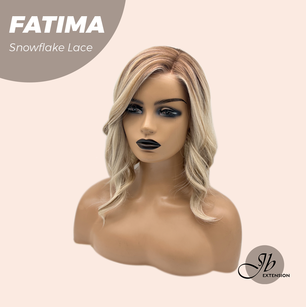 [PRE-ORDER] JBEXTENSION 12 Inches Blonde Curly Pre-Cut Side Part Snowflake Lace Frontlace Glueless Wig FATIMA SNOWFLAKE【BENDY EAR TABS】- M/L