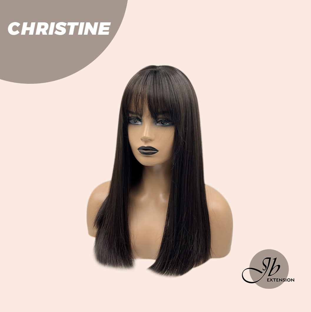 JBEXTENSION 17 Inches Tea Black Darkest Brown Straight Wig CHRISTINE