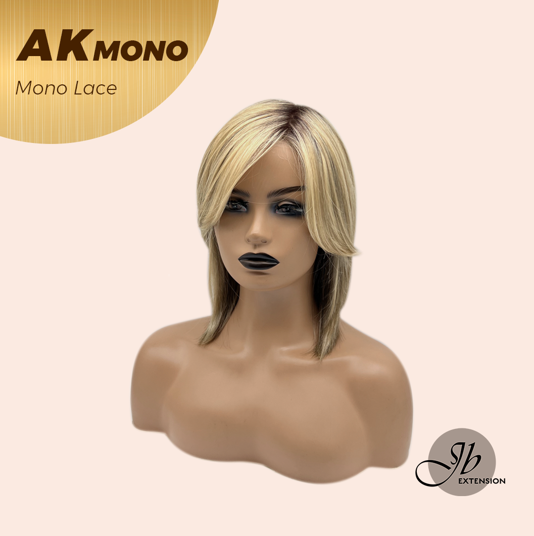 JBEXTENSION AK MONO Monofilament Handmade Wig 6X5 Full Monofilament Hand Tied Top Wig 13 Inches Blonde Mono Lace Wig With Anti-slip Silicone Strips Glueless Wig AK MONO【BENDY EAR TABS】