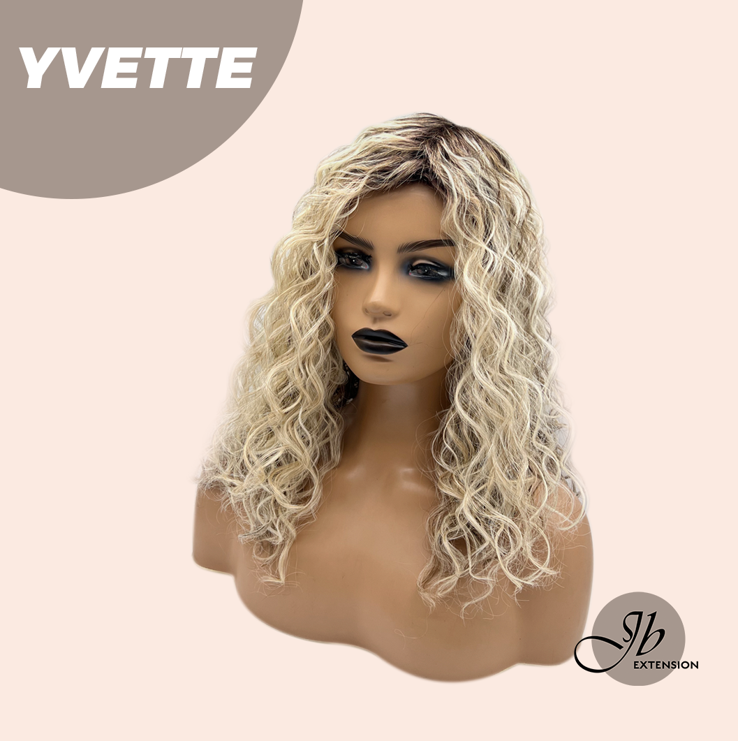 JBEXTENSION 14 Inches Extra Curly Blonde with Brown Highlight Wig Women Fashion Full Machine Wig YVETTE【PLUS PERMATEASE】【BENDY EAR TABS】