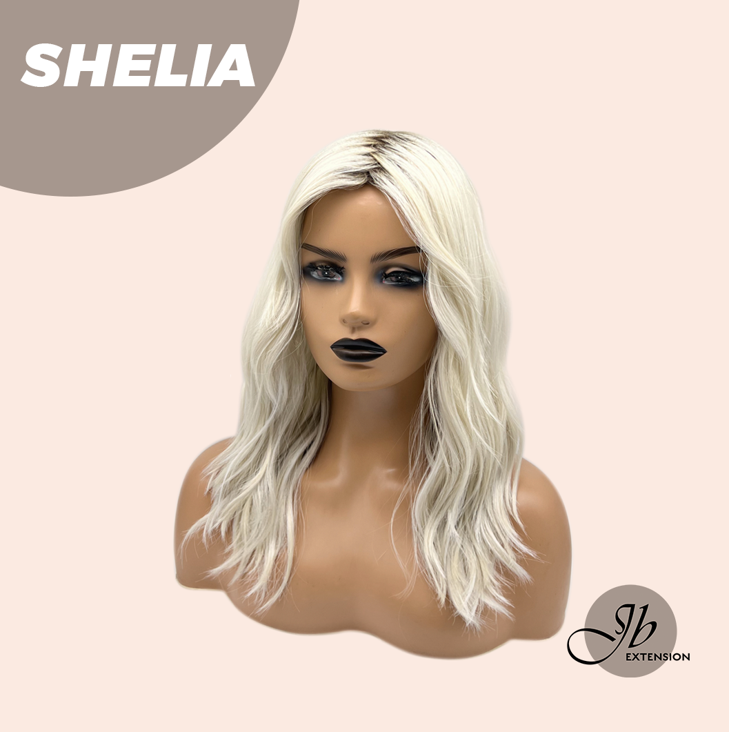 JBEXTENSION 18 Inches Wave White Blonde Women Fashion Full Machine Wig SHELIA【PLUS PERMATEASE】【BENDY EAR TABS】