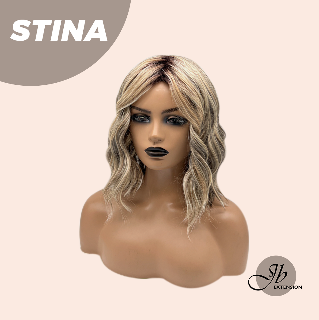 JBEXTENSION 14 Inches Wave Ash Caramel Blonde Women Fashion Full Machine Wig STINA【PLUS PERMATEASE】【BENDY EAR TABS】