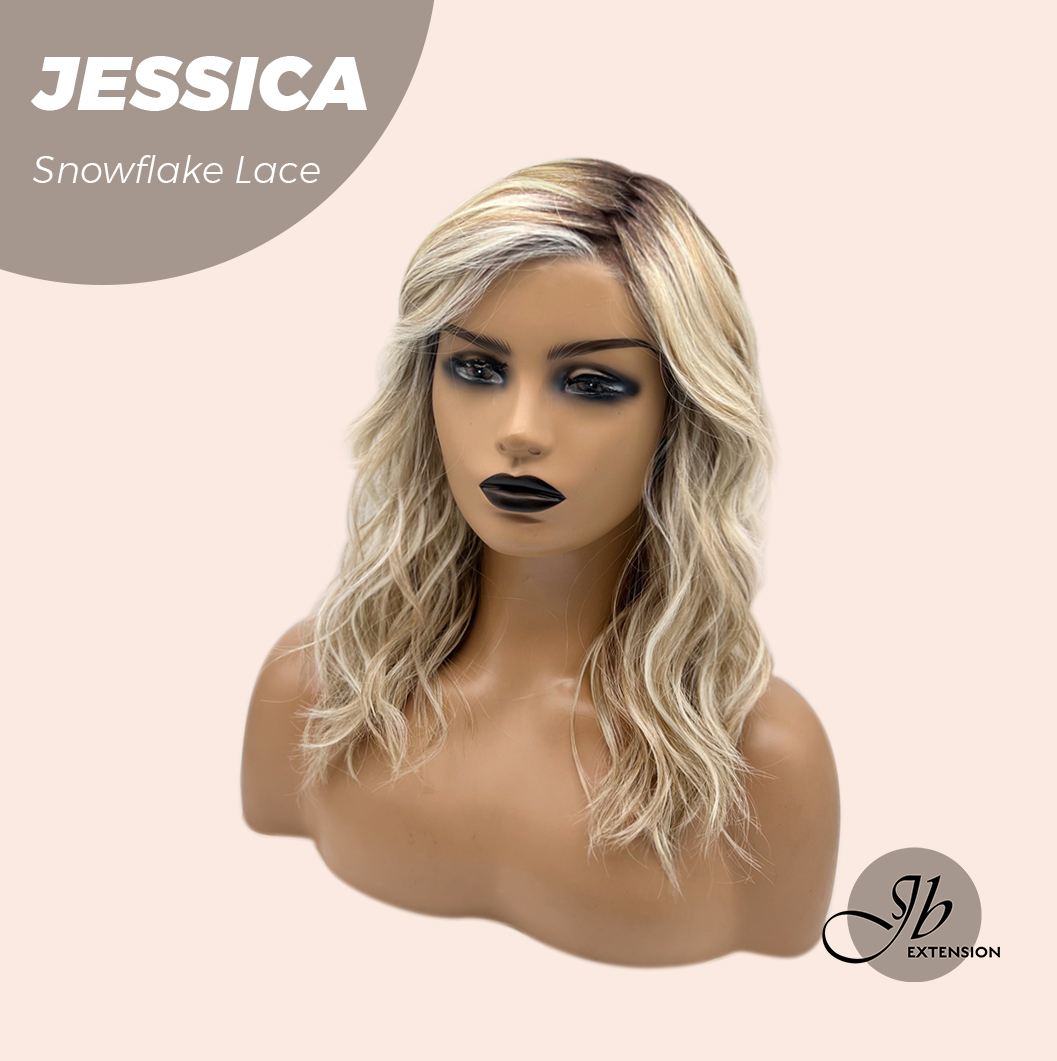 [PRE-ORDER] JBEXTENSION 16 Inches Mix Blonde Curly Pre-Cut Side Part Snowflake Lace Frontlace Glueless Wig JESSICA【BENDY EAR TABS】