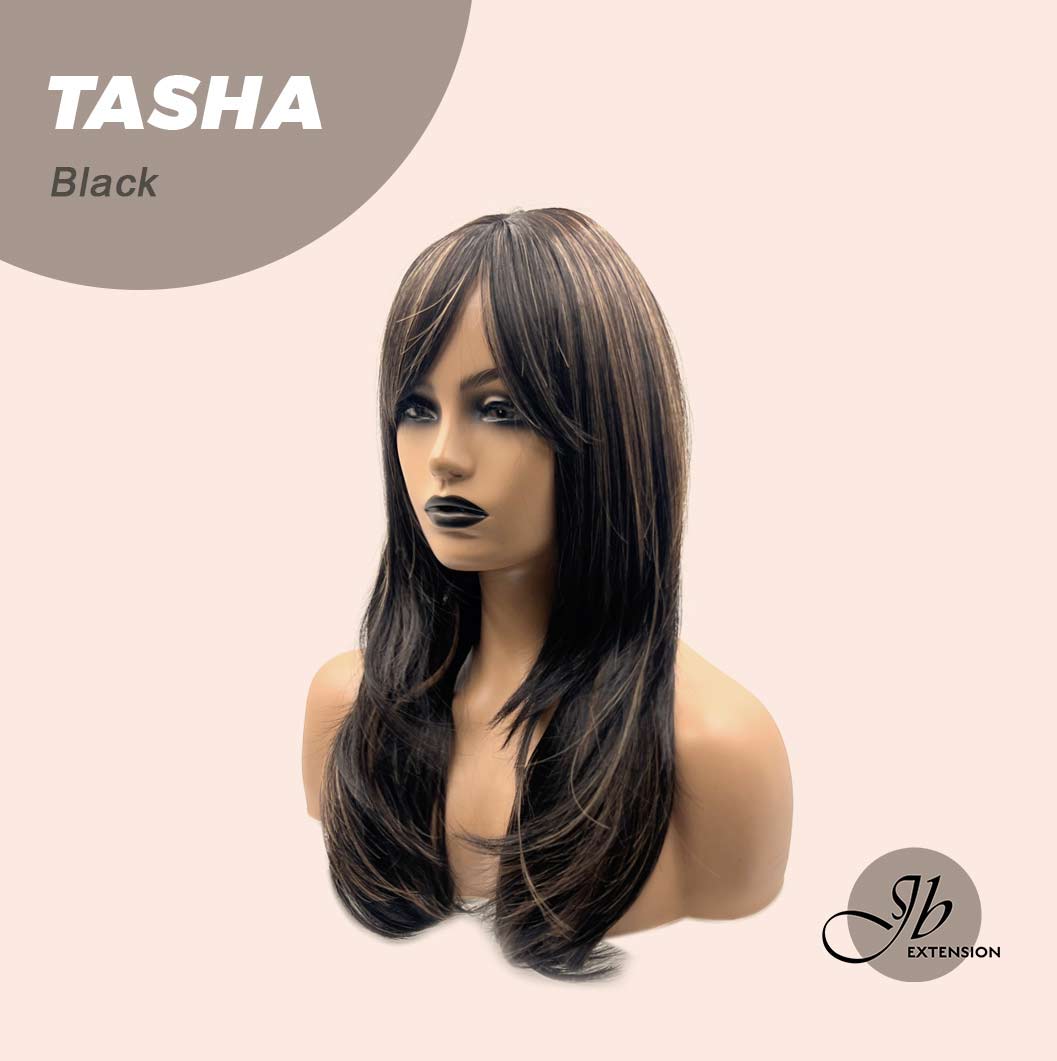 JBEXTENSION 24 Inches Wolf Cut Black Women Wig With Bangs TASHA BLACK